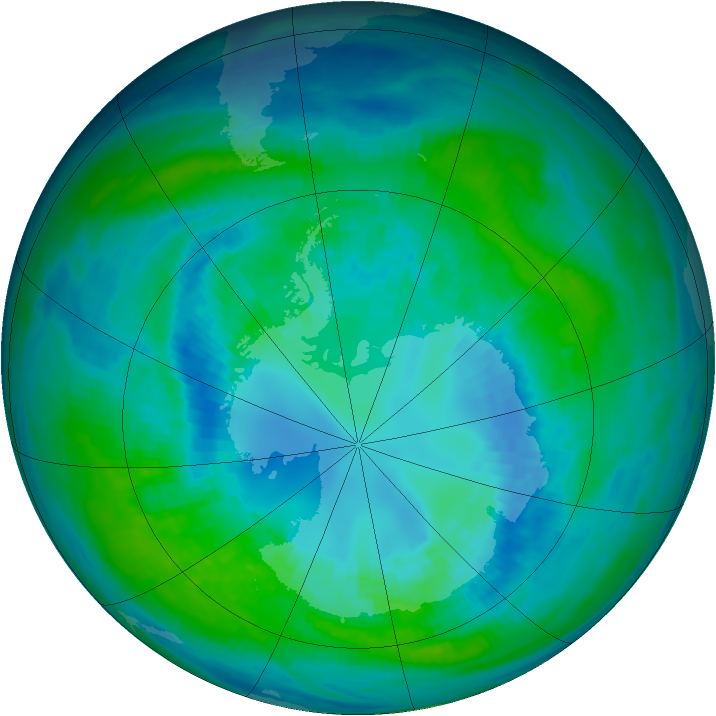 Antarctic ozone map for 12 April 1984